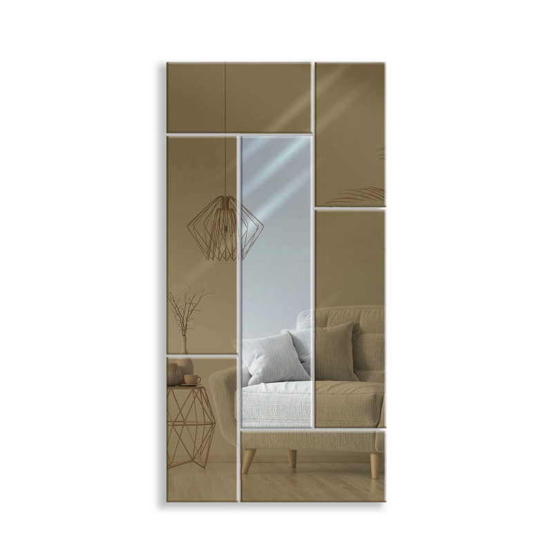 LUSTRO DEKORACYJNE KOLOROWE srebrne brązowe PROSTOKĄTY IV