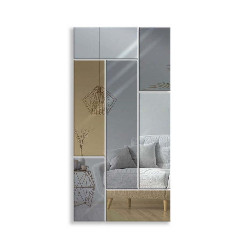 LUSTRO DEKORACYJNE KOLOROWE srebrne grafitowe brązowe PROSTOKĄTY V