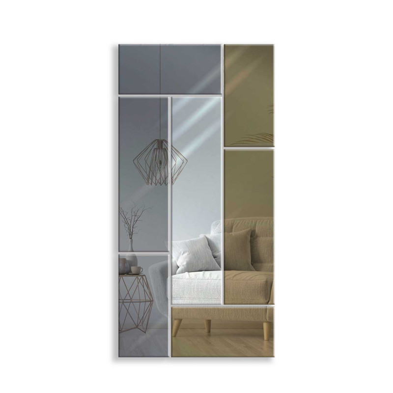 LUSTRO DEKORACYJNE KOLOROWE srebrne grafitowe brązowe PROSTOKĄTY VII