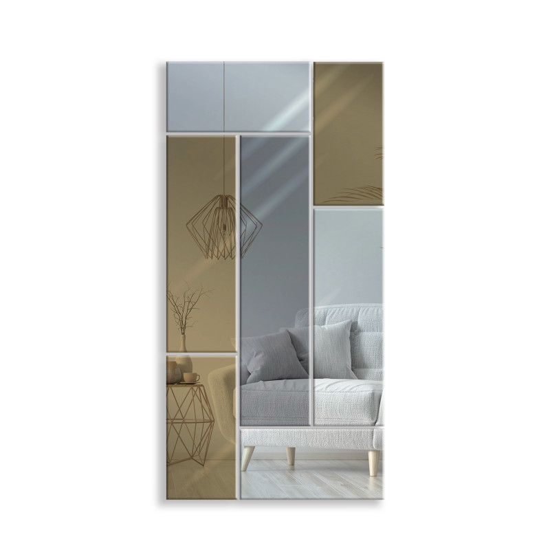 LUSTRO DEKORACYJNE KOLOROWE srebrne grafitowe brązowe PROSTOKĄTY VIII