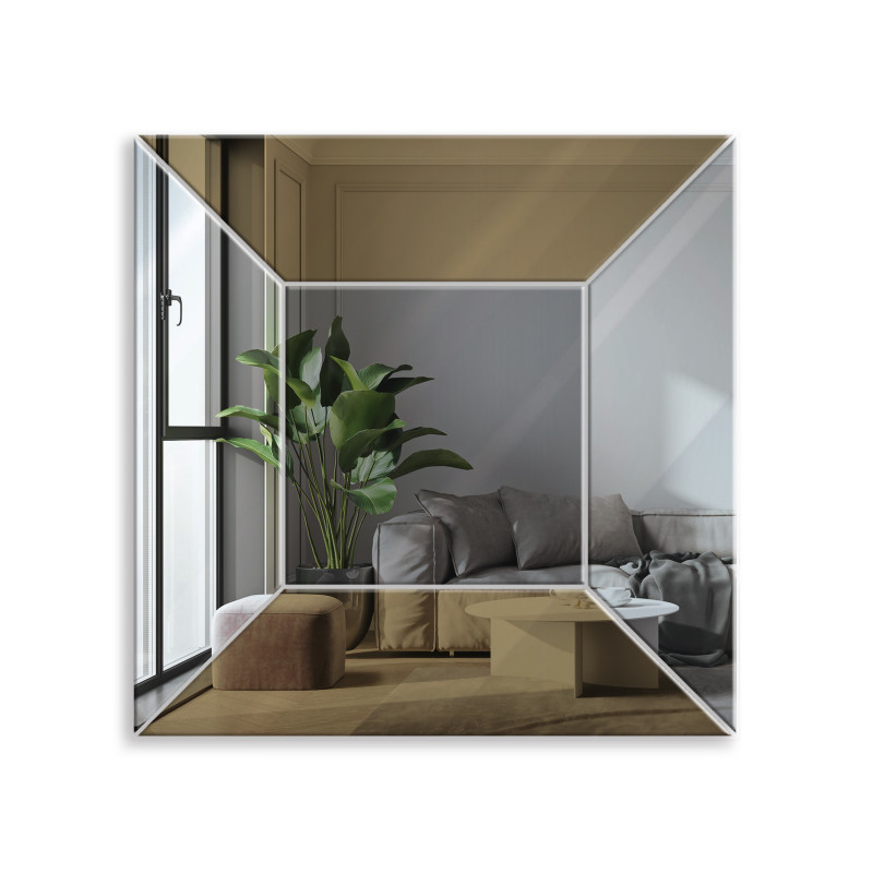 LUSTRO DEKORACYJNE KOLOROWE srebrne grafitowe brązowe KWADRAT I