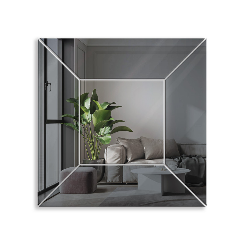 LUSTRO DEKORACYJNE KOLOROWE srebrne grafitowe KWADRAT IV