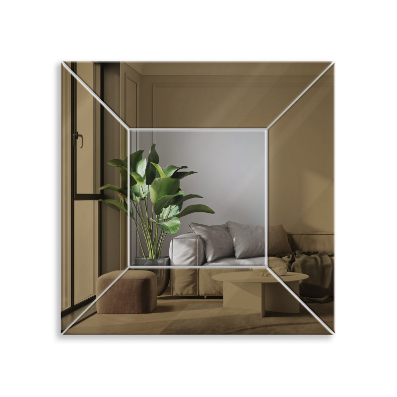 LUSTRO DEKORACYJNE KOLOROWE srebrne brązowe KWADRAT III