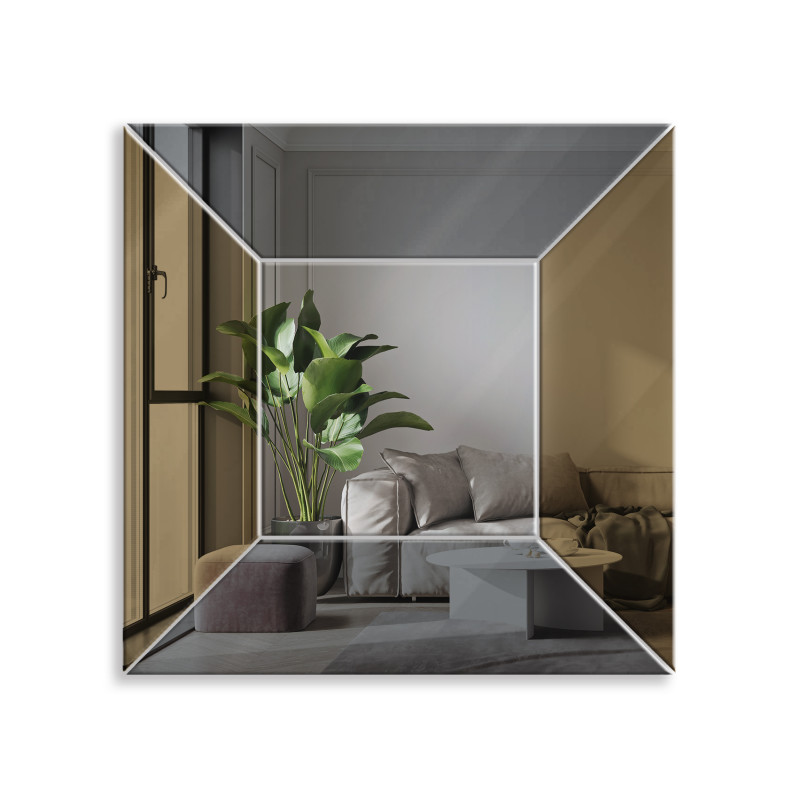 LUSTRO DEKORACYJNE KOLOROWE srebrne grafitowe brązowe KWADRAT V