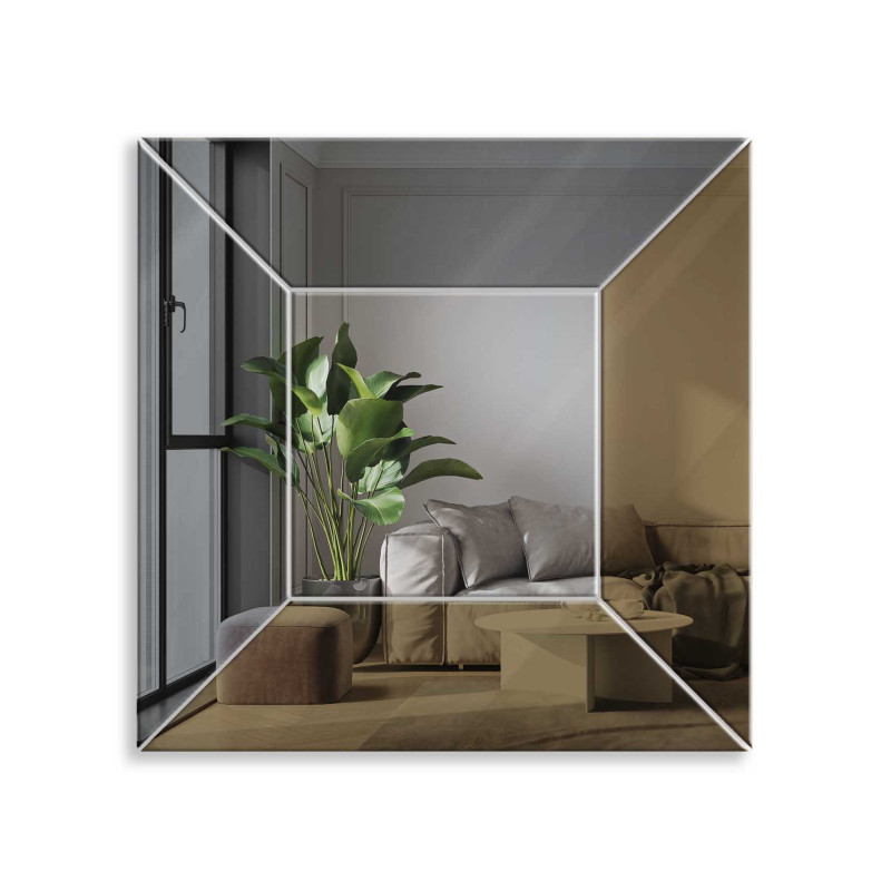 LUSTRO DEKORACYJNE KOLOROWE srebrne grafitowe brązowe KWADRAT VII