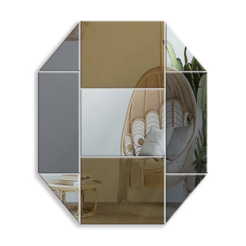 LUSTRO DEKORACYJNE KOLOROWE srebrne grafitowe brązowe WIELOKĄT I