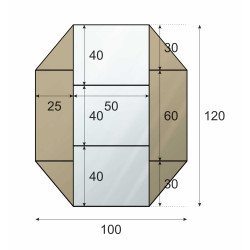 LUSTRO DEKORACYJNE KOLOROWE srebrne brązowe WIELOKĄT II