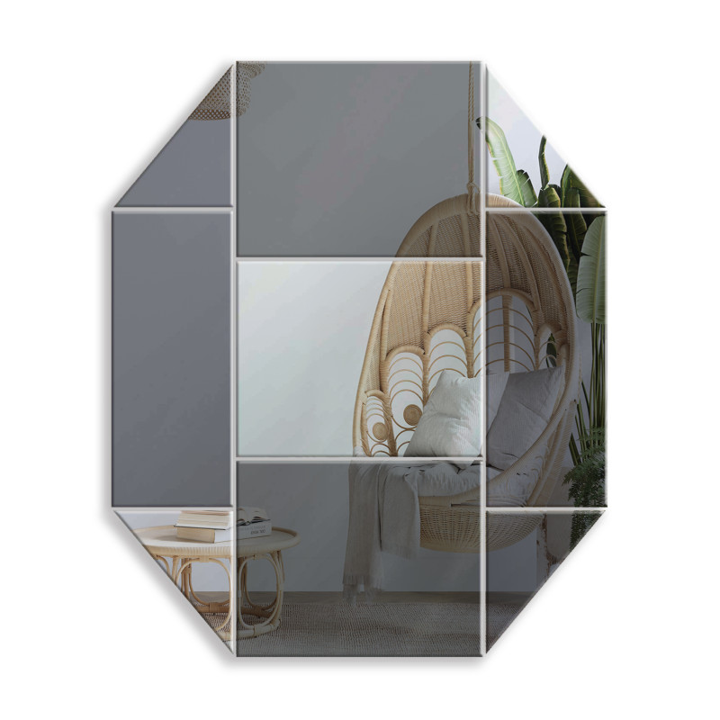 LUSTRO DEKORACYJNE KOLOROWE srebrne grafitowe WIELOKĄT III