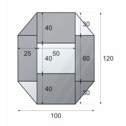 LUSTRO DEKORACYJNE KOLOROWE srebrne grafitowe WIELOKĄT III
