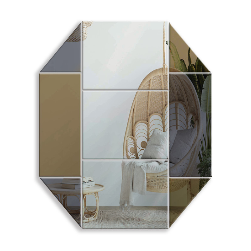 LUSTRO DEKORACYJNE KOLOROWE srebrne grafitowe brązowe WIELOKĄT V