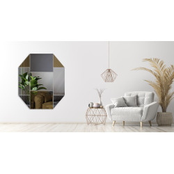 LUSTRO DEKORACYJNE KOLOROWE srebrne grafitowe brązowe WIELOKĄT VIII