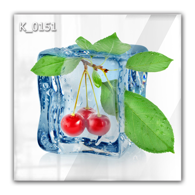 Panel szklany hartowany 60x60 Kostka Lodu Wiśnie