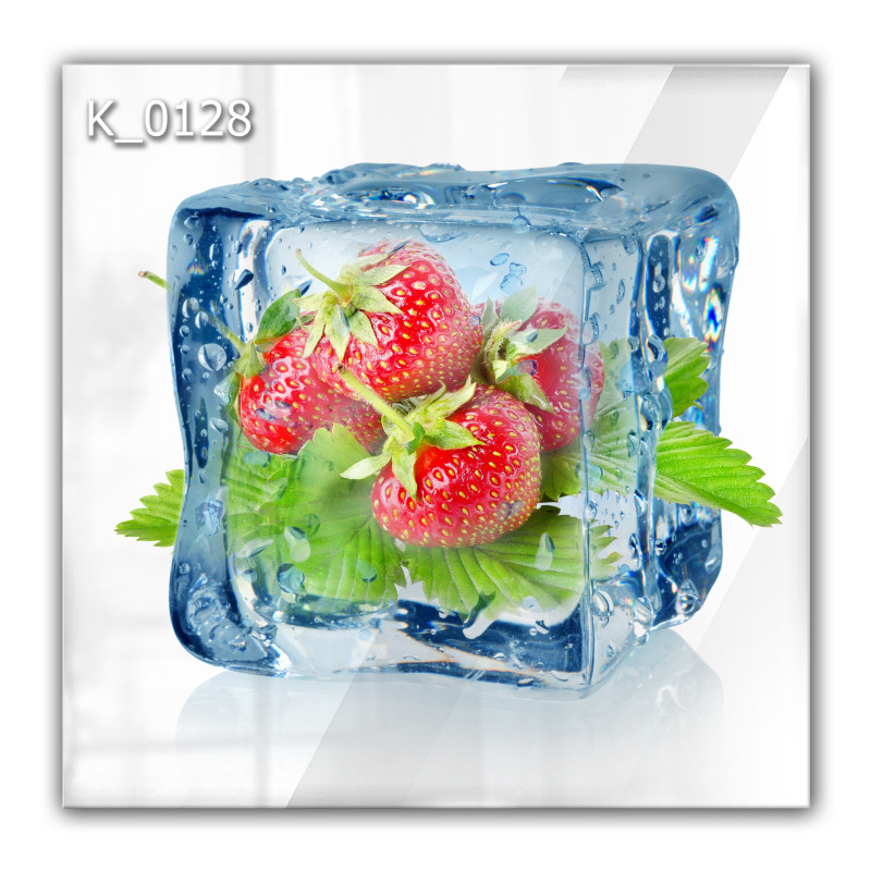 Panel szklany hartowany 60x60 Kostka Lodu Truskawki