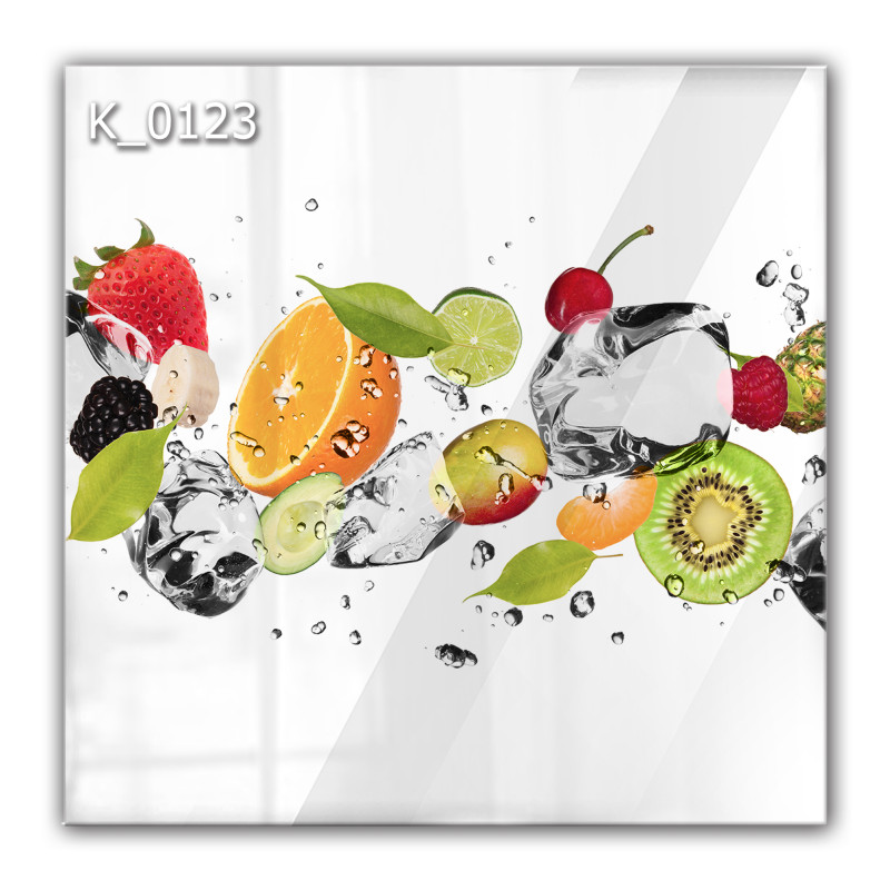 Panel szklany hartowany 60x60 Owoce z Kostkami Lodu