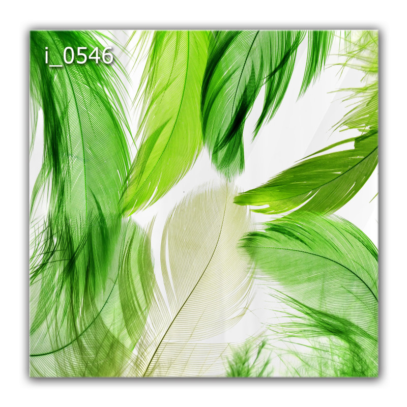 Panel szklany hartowany 60x60 Zielone Pióra