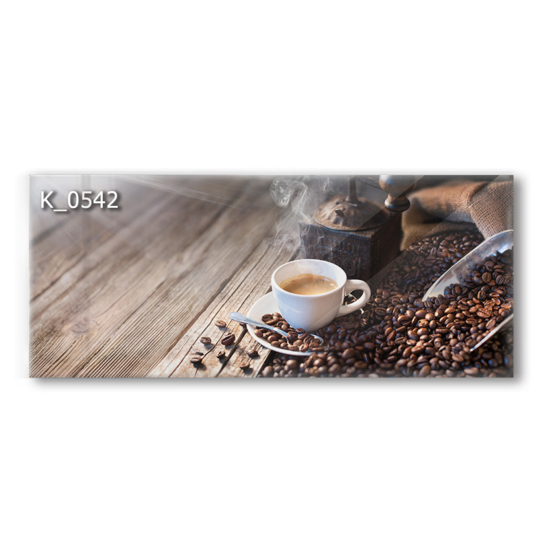 PANEL SZKLANY DO KUCHNI 120x50 cm - FILIŻANKA