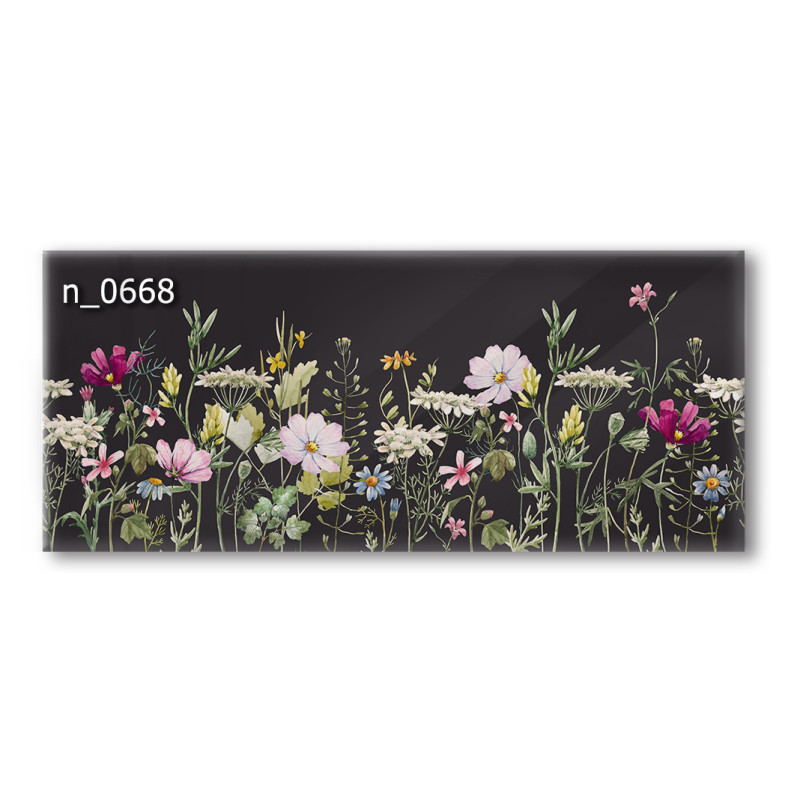 PANEL SZKLANY DO KUCHNI 120x50 cm - CZARNA ŁĄKA