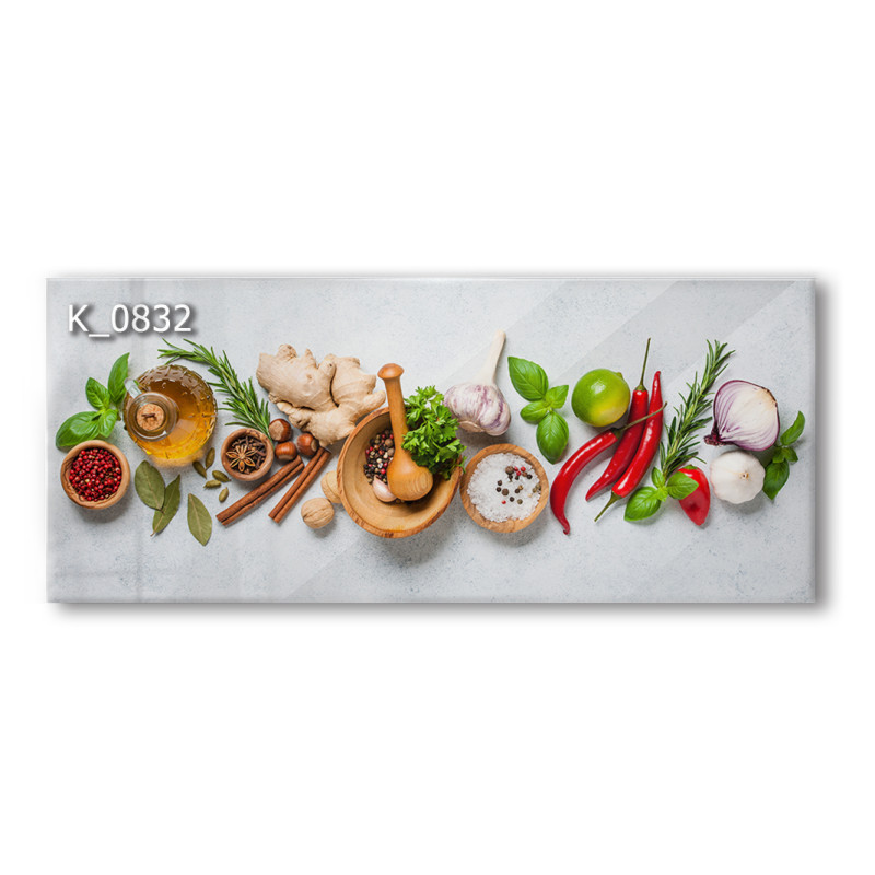 PANEL SZKLANY DO KUCHNI 120x50 cm - PRZYPRAWY Z MOŹDZIERZEM