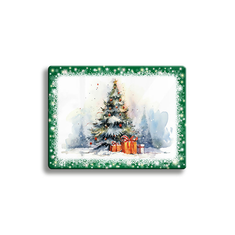 Deska szklana świąteczna CHOINKA ZIELONA RAMKA