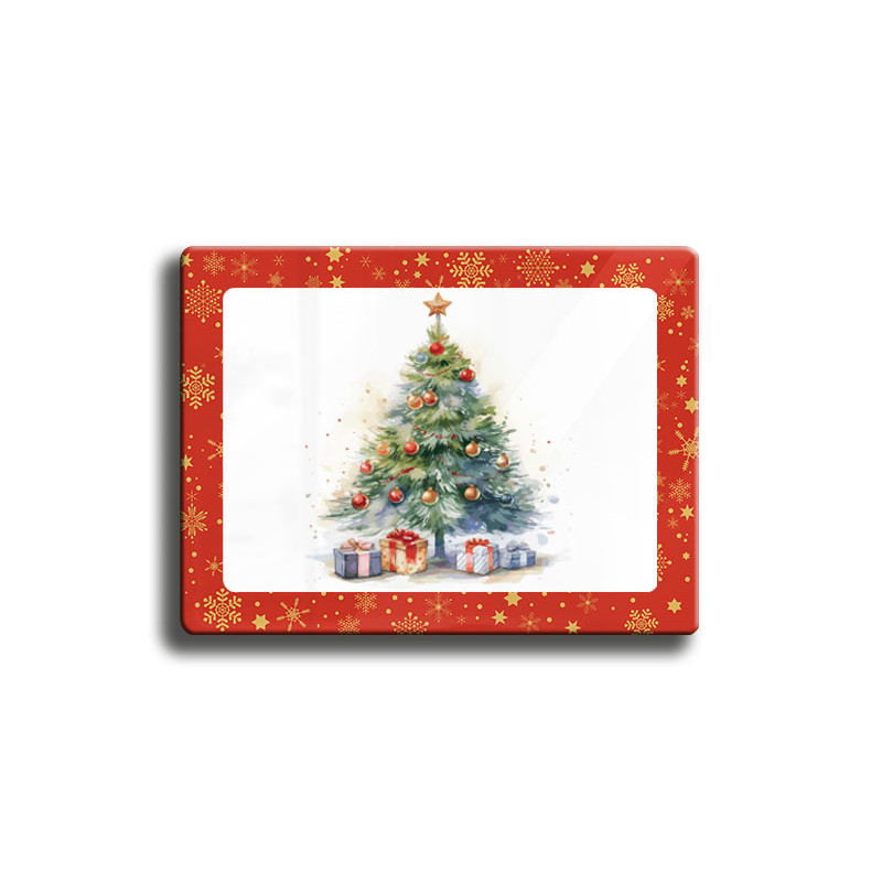 Deska szklana świąteczna CHOINKA CZERWONA RAMKA