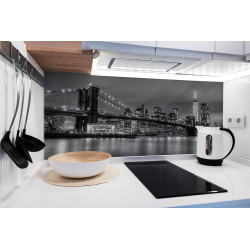 PANEL SZKLANY DO KUCHNI 120x50 cm - NOWY JORK CZARNO-BIAŁY