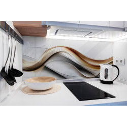 PANEL SZKLANY DO KUCHNI 120x50 cm - BRĄZOWA ABSTRAKCJA