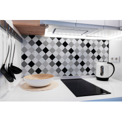 PANEL SZKLANY DO KUCHNI 120x50 cm - KWADRATY