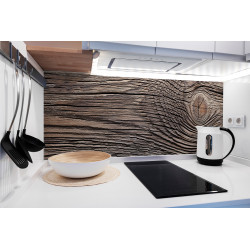 PANEL SZKLANY DO KUCHNI 120x50 cm - CIEMNE DREWNO