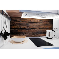 PANEL SZKLANY DO KUCHNI 120x50 cm - CIEMNE DESKI