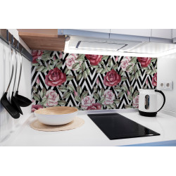 PANEL SZKLANY DO KUCHNI 120x50 cm - RÓŻE