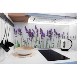 PANEL SZKLANY DO KUCHNI 120x50 cm - KWIATY LAWENDY