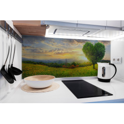 PANEL SZKLANY DO KUCHNI 120x50 cm - DRZEWO SERCE