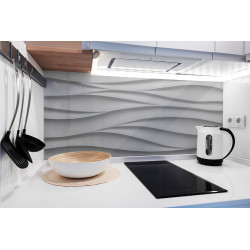 PANEL SZKLANY DO KUCHNI 120x50 cm - SZARE FALE