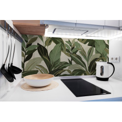 PANEL SZKLANY DO KUCHNI 120x50 cm - GRAFIKA LIŚCIE