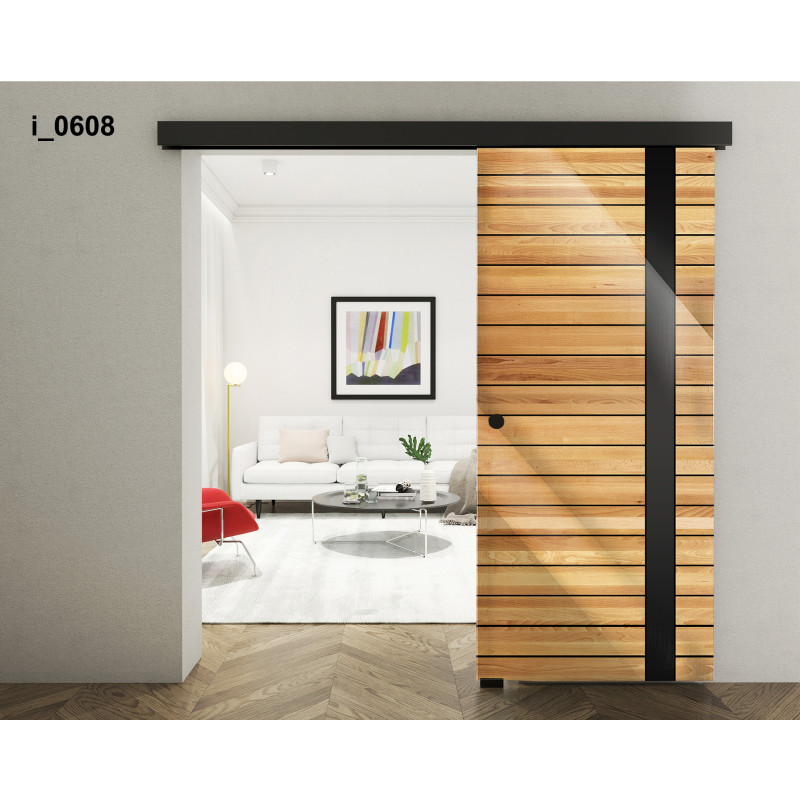 Drzwi szklane przesuwne PortaVetro CZARNY PASEK i_0608