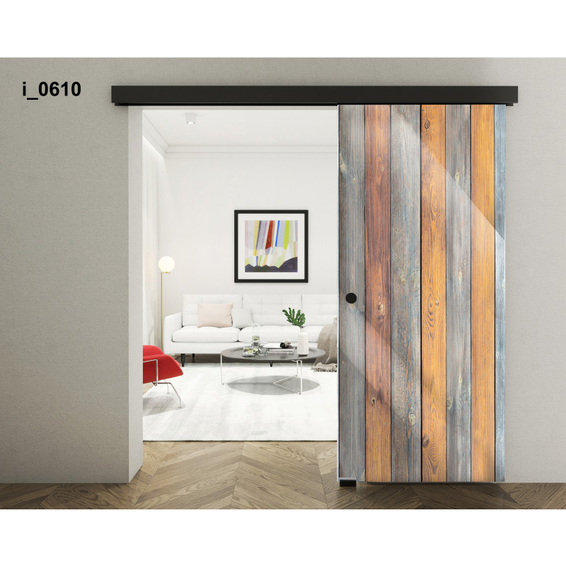 Drzwi szklane przesuwne PortaVetro SZARO-BRĄZOWE DESKI i_0610