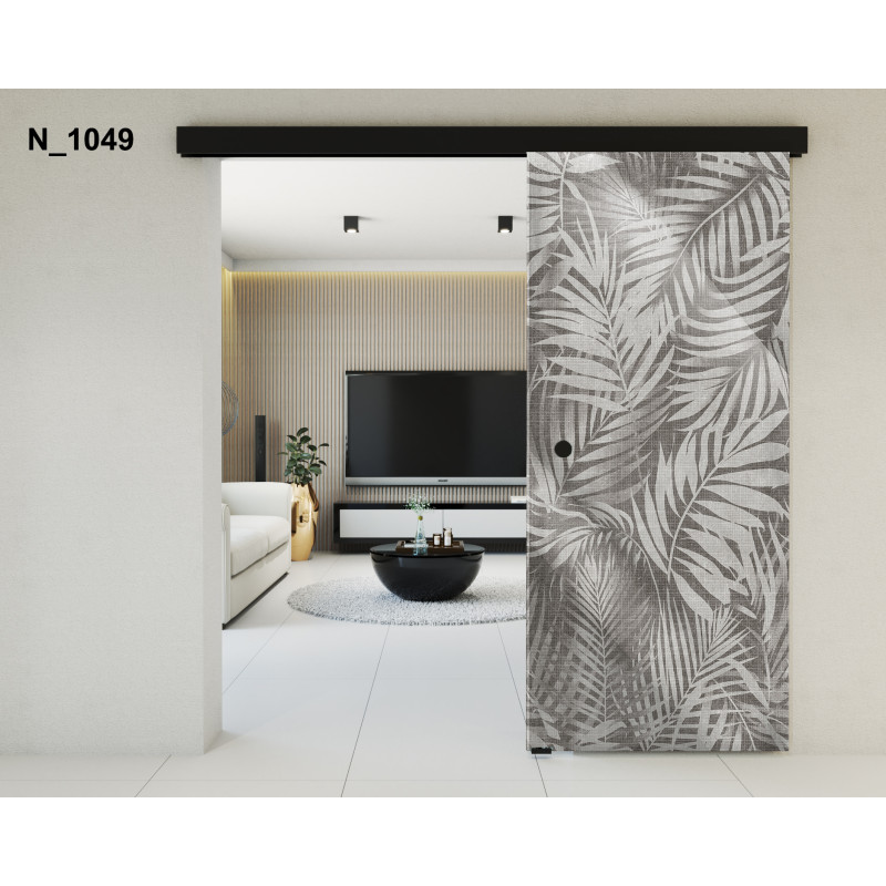 Drzwi szklane przesuwne PortaVetro LIŚCIE PALMY N_1049