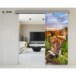 Drzwi szklane przesuwne PortaVetro KANION N_1018 Srebrne