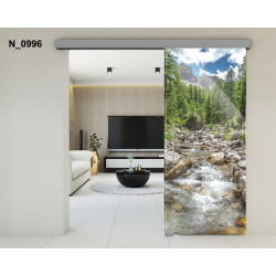 Drzwi szklane przesuwne PortaVetro STRUMYK N_0996 Srebrne