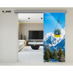 Drzwi szklane przesuwne PortaVetro KOLEJKA N_0480 Srebrne