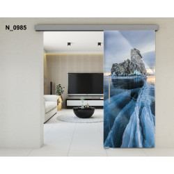 Drzwi szklane przesuwne PortaVetro LÓD N_0985 Srebrne