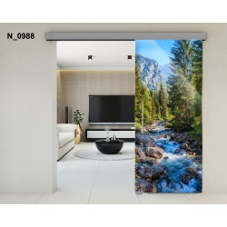 Drzwi szklane przesuwne PortaVetro GÓRSKI STRUMYK N_0988 Srebrne