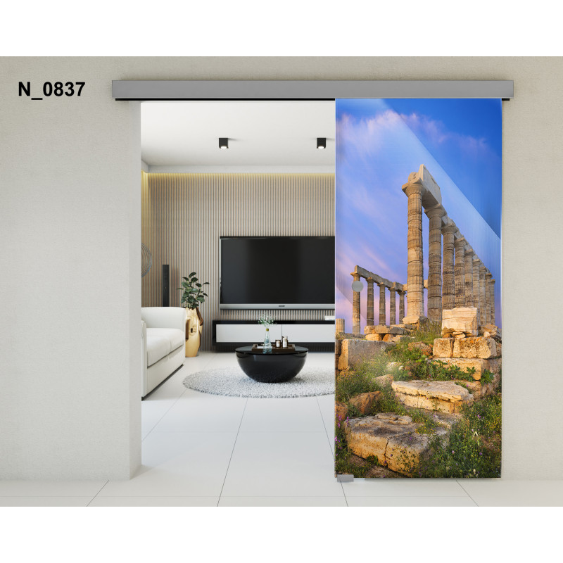 Drzwi szklane przesuwne PortaVetro STAROŻYTNA GRECJA N_0837 Srebrne