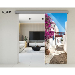 Drzwi szklane przesuwne PortaVetro GRECKA ULICZKA N_0831 Srebrne