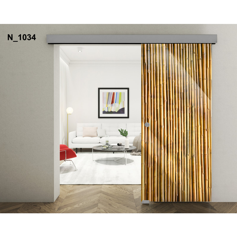 Drzwi szklane przesuwne PortaVetro BAMBUS II N_1034 Srebrne