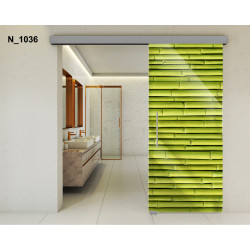 Drzwi szklane przesuwne PortaVetro BAMBUS ZIELONY N_1036 Srebrne