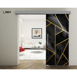 Drzwi szklane przesuwne PortaVetro ZŁOTE LINIE i_0601 Srebrne