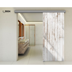 Drzwi szklane przesuwne PortaVetro BIAŁE DESKI i_0604 Srebrne