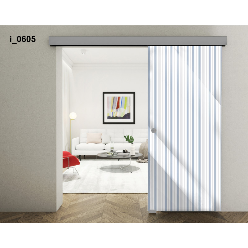 Drzwi szklane przesuwne PortaVetro TAPETA i_0605 Srebrne