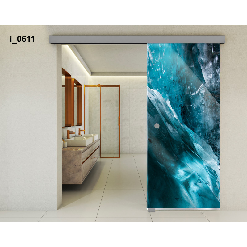 Drzwi szklane przesuwne PortaVetro LODOWIEC i_0611 Srebrne